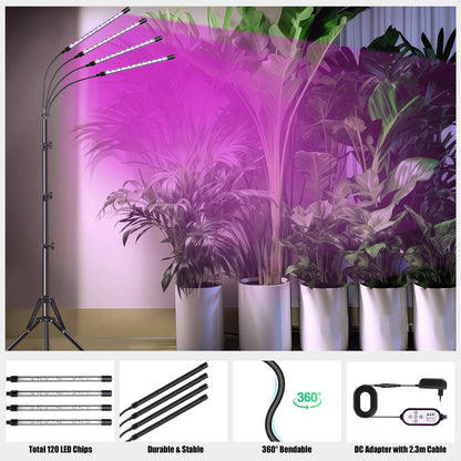 Railee LED Pflanzenlampe Vollspektrum mit Stativ und Zeitschaltuhr