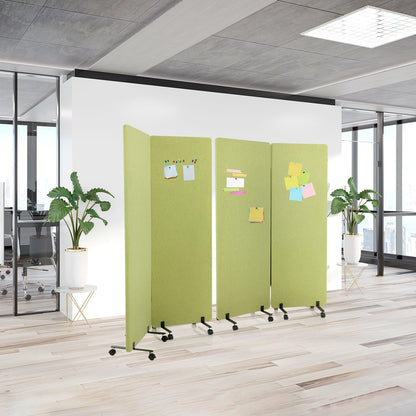 hjh OFFICE FLEXMIUT Akustik Trennwand mobil 2er Set Grün 177x60cm
