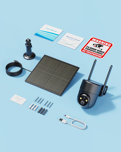 SEHMUA 4G LTE Solar Überwachungskamera Aussen mit SIM-Karte, 2K, Akku