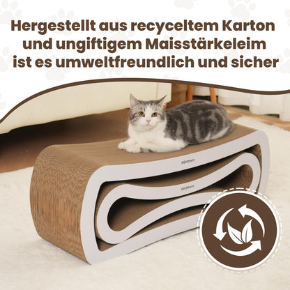 PetRhein XXL Kratzbrett für Katzen zum Spielen – Weiss