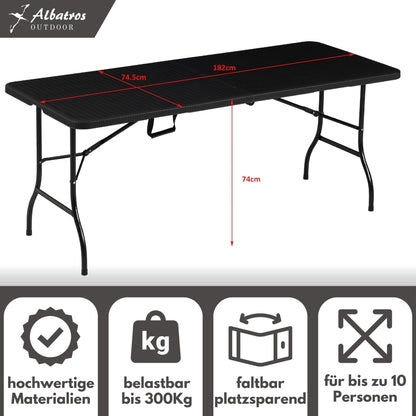 Albatros Bierzeltgarnitur 3-teilig klappbar - Rattan-Optik Schwarz