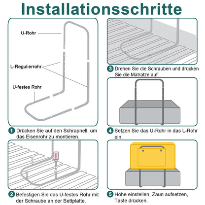 LZQ Bettgitter Rausfallschutz höhenverstellbar 200 cm Grau