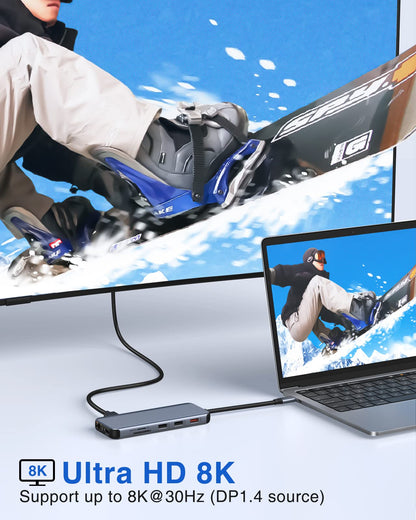 LIONWEI UC3703 USB-C Dockingstation - Triple Display 12-in-1