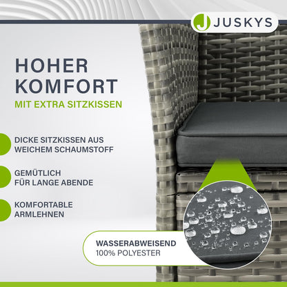 Juskys Monaco Polyrattan Gartenbank – 2-Sitzer grau-meliert