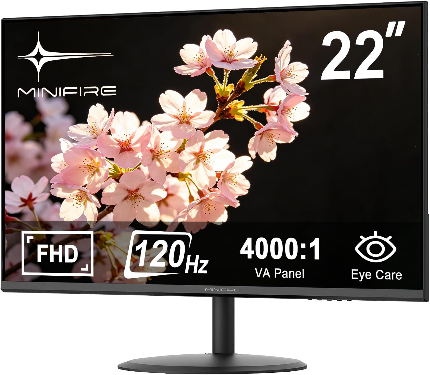 Minifire MF22X3AH 22 Zoll Monitor FHD 1080p 120 Hz FreeSync schwarz mit randlosem Design