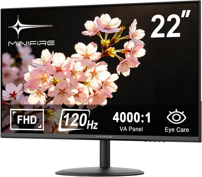 Minifire MF22X3AH 22 Zoll Monitor FHD 1080p 120 Hz FreeSync schwarz mit randlosem Design