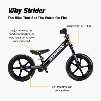 Strider 12 Sport Bike Kinder Laufrad 12 Zoll - Schwarz