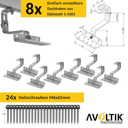 Avoltik PV Halterungsset Ziegeldach – 2 Module 30-40mm
