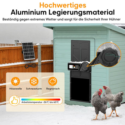 MASTERFUN Automatische Hühnerklappe Solar mit Timer und Display