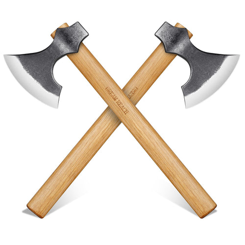 Dream Reach Wikingeraxt Set, 2-teilig, handgeschmiedet mit Holzgriff – Kohlenstoffstahl-Klinge