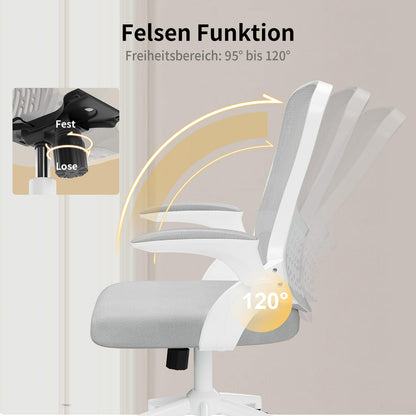 naspaluro Ergonomischer Bürostuhl Mesh - Grau, Klapparmlehnen