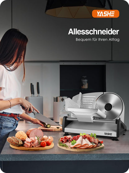 YASHE Allesschneider Elektrisch 250W, Schnittstärke 0–15 mm