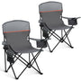 HIGH POINT SPORTS Campingstuhl faltbar 2er Set mit Getränkehalter in Grau mit Armlehnen