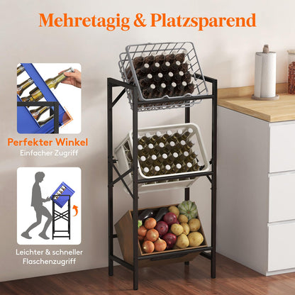 Lifewit Getränkekistenregal Metall für 3 Kisten, 450 kg, schwarz
