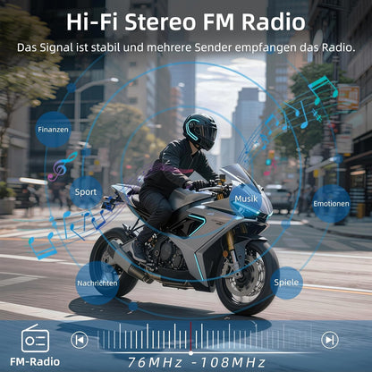 WAYXIN X2 Motorrad Intercom Bluetooth Headset mit FM Radio, 2er-Set