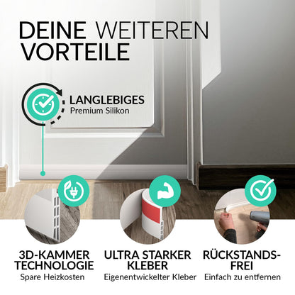 Vellure Türdichtung Zugluftstopper selbstklebend, 5er-Set Weiss