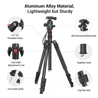 SMALLRIG 3935 Kamerastativ, Aluminium-Dreibein & Einbeinstativ, 15 kg