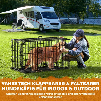 Yaheetech Hundekäfig klappbar XL mit Trennwand – Schwarz
