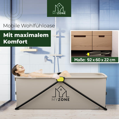 MyZone Faltbare Badewanne Duschwanne Eisbad – 150x60x50 cm Grau