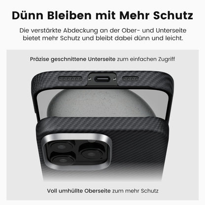 pitaka iPhone 16 Pro Max Ultradünne Aramid Hülle - Grauschwarz