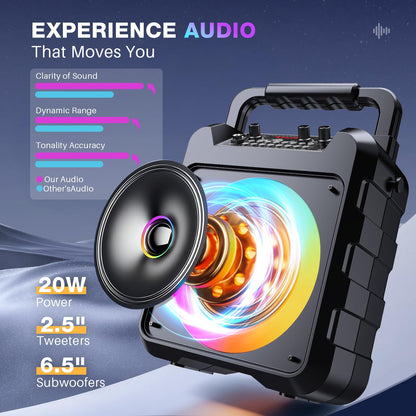 Dislocati Karaoke Maschine mit 2 Funkmikrofonen, 20W, Bluetooth 5.3