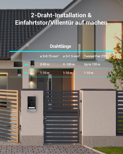 EZVIZ HP7 Video Türklingel Kit - 2K 2-Familien-Set mit Dual 7" Touch