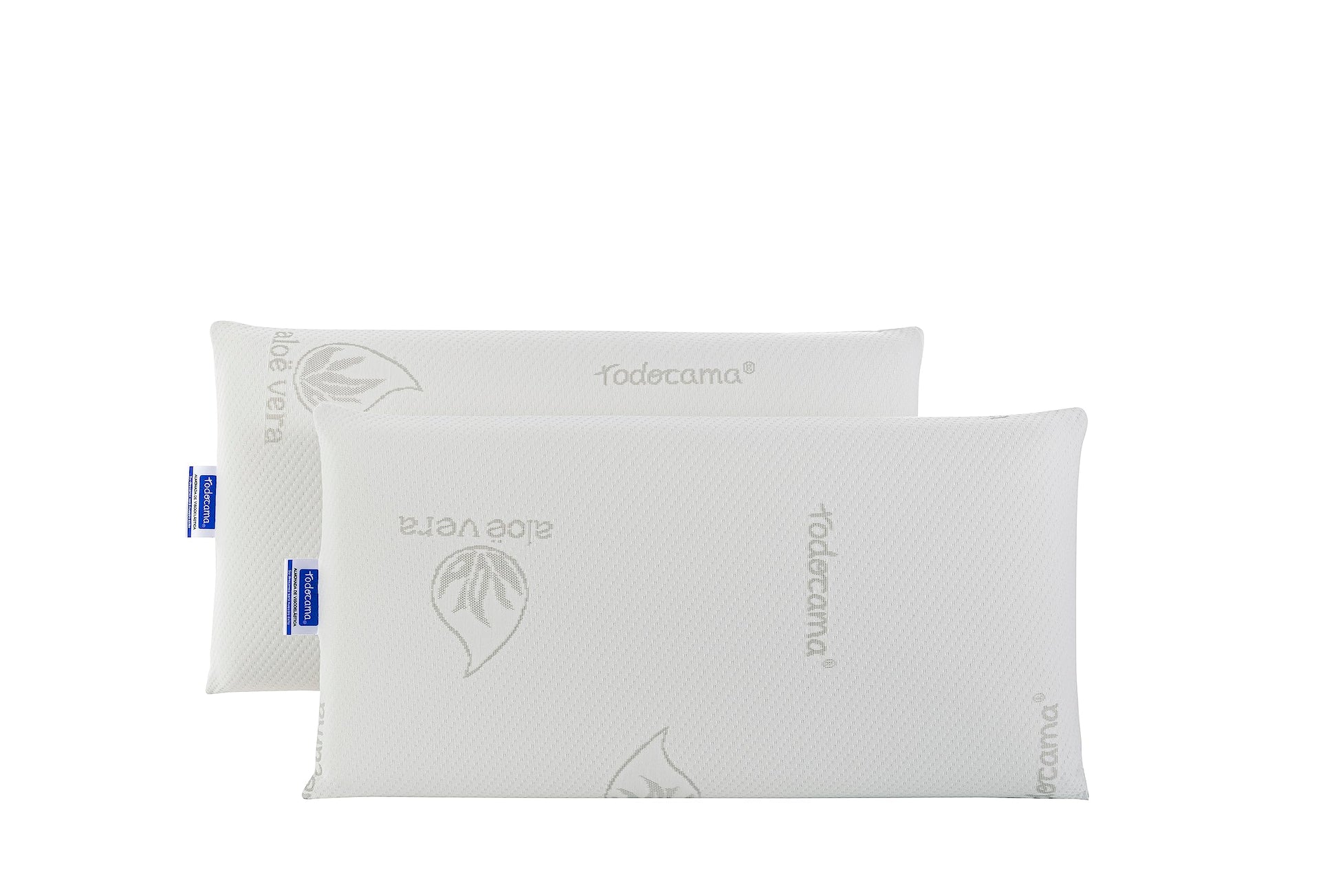 Todocama Memory-Kissen Aloe Vera, 70 cm, Weiss, 2er-Set – zwei weisse Kissen mit Stretch-Polyester-Bezug