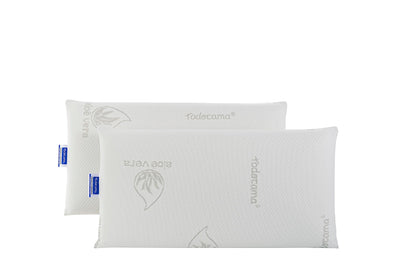 Todocama Memory-Kissen Aloe Vera, 70 cm, Weiss, 2er-Set – zwei weisse Kissen mit Stretch-Polyester-Bezug