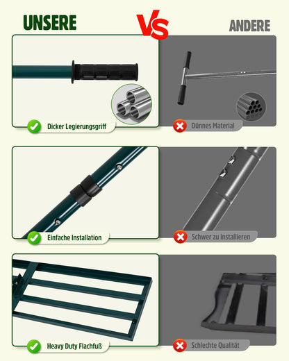Signstek Rasenrakel Nivellierrechen 114x25 cm mit 1.98 m Stiel