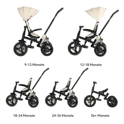 Deryan Explorer Kinderdreirad mit Schubstange und Verdeck, Creme