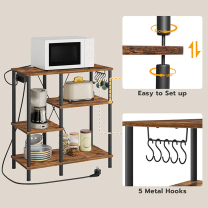 HOOBRO EBF07CHB01 Küchenregal – mit Steckdosen, Vintagebraun