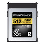 ProGrade Digital CFexpress 4.0 Typ B Speicherkarte - 512 GB Gold-Serie. Rechteckige, goldene Speicherkarte für extrem schnelle Datenübertragung in Kameras.