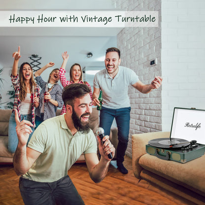 Vinyl Plattenspieler 3-Gang – Bluetooth Koffer Tragbar Vintage