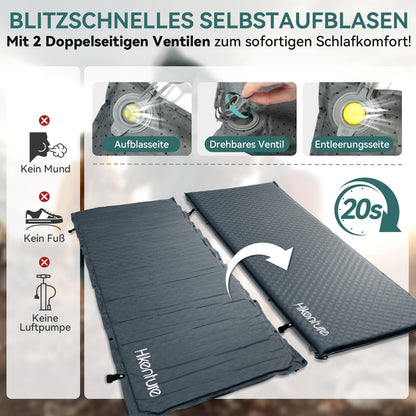 HIKENTURE Isomatte selbstaufblasend 5CM Schaumstoff - Dunkelgrau-A3