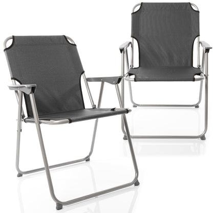 BigDean Klappstuhl 2er-Set, faltbar, Anthrazit, bis 120 kg – Campingstuhl mit Metallgestell und Oxford-Gewebe