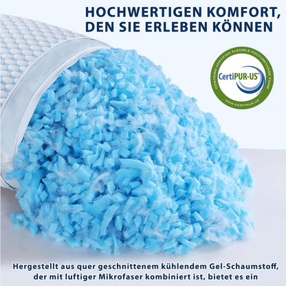 WVIOWVI Memory Foam Kissen 40x80 cm, Kühlendes Kopfkissen Blau-Grau