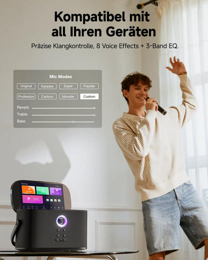 Ikarao Shell S2 Karaokemaschine mit Textanzeige und 2 Mikrofonen