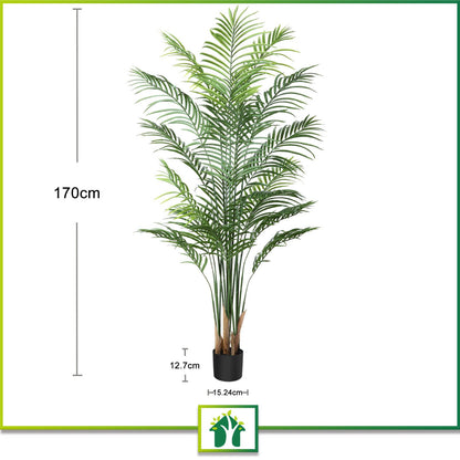 CROSOFMI Künstliche Palme 170 cm im Topf, Kunstpflanze für Wohnzimmer