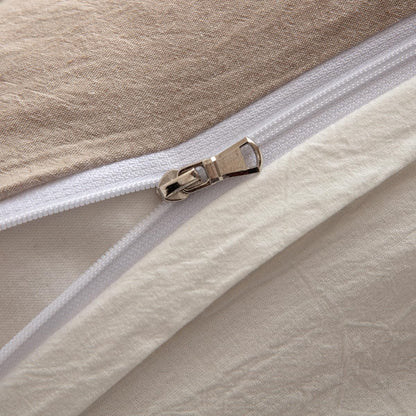 Nesture Bettwäsche-Set 200x200, 3-teilig, Baumwolle, Beige/Weiss