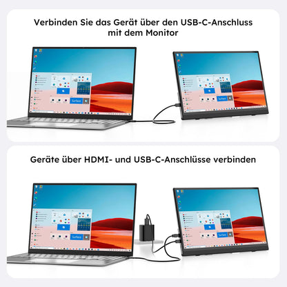 Omiodo Tragbarer Monitor 15,6 Zoll FHD IPS mit USB-C und Mini HDMI