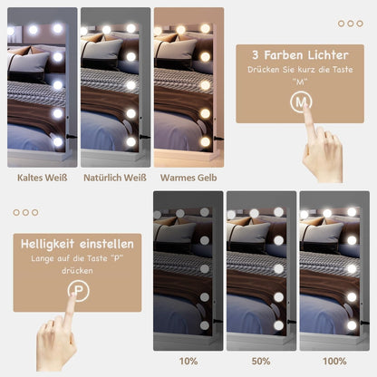 YU YUSING Schminkspiegel mit Beleuchtung 58x45 cm, 15 LED dimmbar