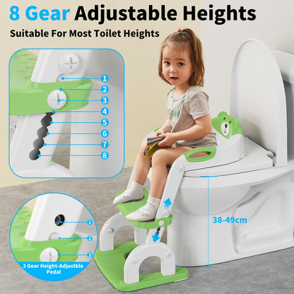 KYYOKE Toilettentrainer mit Treppe, 2-in-1 Kindertoilettensitz grün