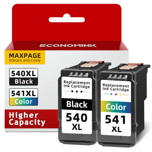Economink 540XL 541XL Multipack Druckerpatronen für Canon Pixma, 1 schwarze und 1 farbige Tintenpatrone