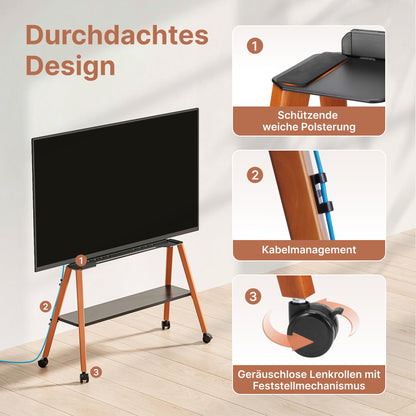 ECOTINY Easel Beweglicher TV Ständer Rollen 49-75 Zoll (bis 40kg)