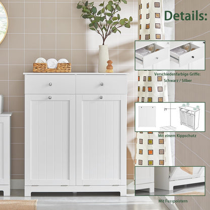 SoBuy BZR33-W Wäscheschrank mit 2 Wäschesäcken – Weiss