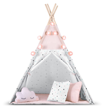NUKIDO Kindertipi Montessori Spielzelt Baumwolle – Rosa