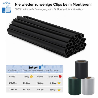 Sekey PVC Sichtschutzstreifen für Doppelstabmatten, 50 m, Anthrazit