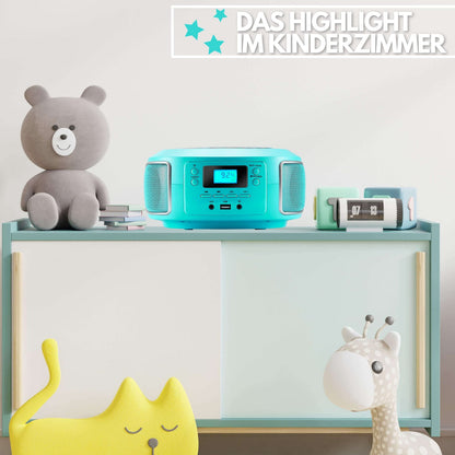 Cyberlux tragbare Boombox CD-Radio mit FM, USB und AUX-In, Grün