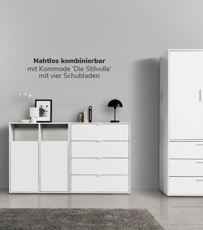 mokebo Der Wäschehüter Wäscheschrank 2 Fächer Weiss 95x80x40 cm