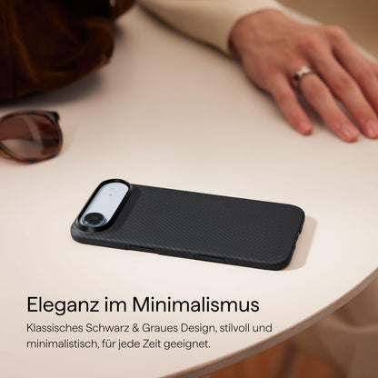 PITAKA iPhone Air Hülle aus Aramidfaser mit MagSafe, Schwarz/Grau